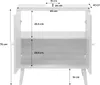 A diagram showing the dimensions of a white cabinet with open doors. Anteprima dell’immagine prodotto