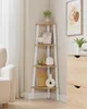 A corner shelf unit with decorative items in a room setting. Produktbild-Vorschau