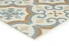 PVC-Bodenbelag in Boho-Fliesenoptik mit beige-blauen Akzenten als Meterware
 Produktbild-Vorschau