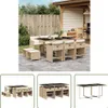 The Living Store 11-tlg. Garten-Essgruppe mit Kissen Beige Produktbild-Vorschau 1