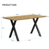 A diagram showing the dimensions of a rectangular dining table with black X-shaped legs and a wooden top. Náhľad obrázku produktu