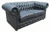 Graue Chesterfield Couch Büro Sofa Emfpangs Couchen Leder Produktbild-Vorschau 2