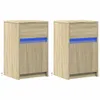 vidaXL Comodini con luci LED 2 pezzi in legno di quercia Anteprima dell’immagine prodotto 3