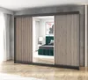 Schwebetürenschrank, 3-türig Schrank mit 4 Schubladen, und Produktbild-Vorschau 1