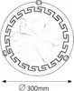 A sketch of a round ceiling light with a decorative border and measurement indicator. Produktbild-Vorschau