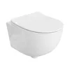 A white wall-mounted toilet with the lid closed, shown from a front-side angle against a white background. Produktbild-Vorschau