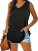 ASKSA Damen Bluse V-Ausschnitt Ärmellose Einfarbige T-Shirt Produktbild-Vorschau 3