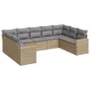 9-tlg. Garten-Sofagarnitur mit Kissen Beige Poly Rattan Produktbild-Vorschau 1