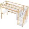 A loft bed with a desk and stairs, shown from a slightly elevated angle against a white background. Podgląd zdjęcia produktu