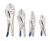 Four locking pliers of varying sizes are arranged in a line against a white background. Produktbild-Vorschau