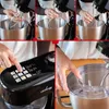 Collage showing how to use a stand mixer, with close-ups of attachments and the control panel. Voir les images du produit