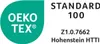 A certification logo for OEKO-TEX STANDARD 100, indicating that textiles are tested for harmful substances. Produktbild-Vorschau