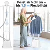 A woman is using a garment steamer on a blue shirt in a bright room. Náhled obrázku produktu