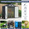 A collage of images showcasing a garden shed and its potential uses, including storage, tools, and outdoor items. Náhled obrázku produktu
