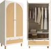 Weißer Landhausstil Kleiderschrank mit 2 Türen & Rattan, Produktbild-Vorschau 6