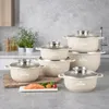Set di 12 pentole in marmo con coperchio in vetro Set di Anteprima dell’immagine prodotto 3