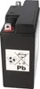 A black battery with labels on the side. Produktbild-Vorschau