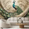 Vlies fototapete Vögel Tiere Pfau Beige 400x280 cm Feeby Produktbild-Vorschau 2