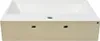 A white ceramic sink with a beige base is shown from the front. Produktbild-Vorschau