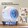 A self-cleaning cat litter box with accompanying images showing its use and features. Produktbild-Vorschau