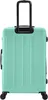 A mint green suitcase with black wheels and handle, shown from the back. Produktbild-Vorschau