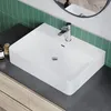 Waschbecken Aufsatzwaschbecken rechteckig aus Keramik Weiß Produktbild-Vorschau 3