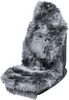 A gray sheepskin car seat cover is shown on a car seat. Produktbild-Vorschau