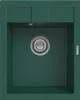 A top-down view of a dark green kitchen sink with a drain. Anteprima dell’immagine prodotto