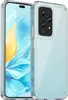 A transparent phone case is shown on a white background, with a phone inside it displaying a colorful wallpaper. Produktbild-Vorschau
