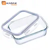 A clear studio shot of a glass food storage container with its lid slightly ajar. Podgląd zdjęcia produktu