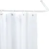 A white shower curtain hanging from a white shower curtain rod. Podgląd zdjęcia produktu