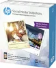 The image shows the packaging of HP Social Media Snapshots sticky-backed photo sheets. Produktbild-Vorschau