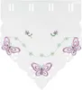 A white lace curtain with embroidered purple butterflies and flowers. Anteprima dell’immagine prodotto