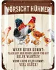 LANOLU Retro Blechschild Vorsicht Hühner, Hühner Zubehör, Produktbild-Vorschau 1