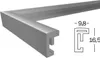A close-up, angled view of a silver picture frame corner and a technical drawing of its cross-section. Produktbild-Vorschau