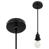 A black pendant light fixture with a clear Edison-style bulb hanging from it, shown against a white background. A close-up of the ceiling mount is also shown. Produktbild-Vorschau