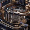 A close-up view of a wooden marble run with a silver ball on a track. Podgląd zdjęcia produktu