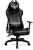 A black gaming chair with devil horns on the headrest, shown from the front on a white background. Voir les images du produit