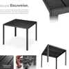 A collage of images showcasing a black outdoor table, highlighting its construction and features. Náhled obrázku produktu