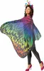 A woman wearing a butterfly wing cape and a butterfly headband, posing against a white background. Produktbild-Vorschau