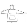 A diagram showing the dimensions of a hooded blanket with sleeves. Anteprima dell’immagine prodotto