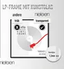 A graphic illustrating the features of an LP frame, comparing two types of glass. Produktbild-Vorschau