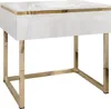 A white high-gloss nightstand with a gold frame. Náhled obrázku produktu