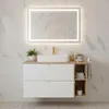 A modern bathroom vanity with a sink, mirror, and storage. Anteprima dell’immagine prodotto