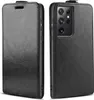 A black flip case for a Samsung Galaxy S21 Ultra 5G phone, shown from the front and side. Produktbild-Vorschau