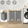 LARS360 Bac à linge en bambou avec étagère - Bac à linge Voir les images du produit 2
