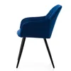 A side view of a blue velvet armchair with black legs, isolated on a white background. Produktbild-Vorschau