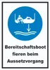 Bereitschaftsboot fieren beim Aussetzvorgang Schild A4 Produktbild-Vorschau 1