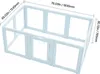 A light blue dog playpen with transparent panels and dimensions indicated by measurement lines and text. Produktbild-Vorschau