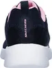 The back view of a navy and pink Skechers sneaker with a white sole. Produktbild-Vorschau